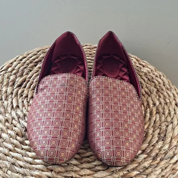 Birdies Womens‎ Starling Silky Formal Red Print Smoking Loafers Padded Size 12